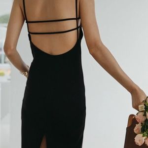 Parallel Lines Open Back Strap Midi Dress